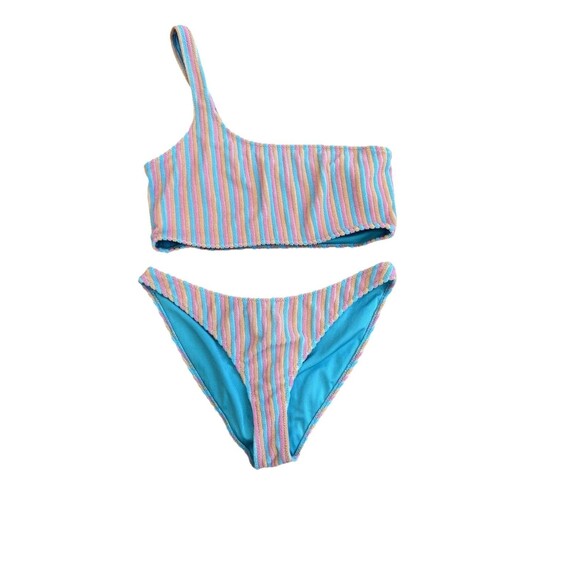 Triangl Melrose Terrycloth Sherbet Colorful Stripes One Shoulder Bikini XL - Picture 1 of 6